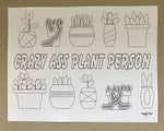 Funny Plant Lover Coloring Pages (4 pages) - Snuggle Fuel